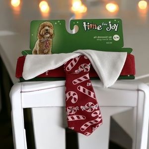 Time for Joy' Holiday Dog Neck Tie Size S/M Candy Canes, Elastic
